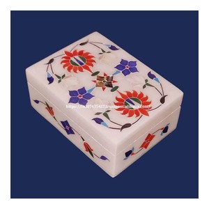 Nuevo tradicional hecho a mano pulido mejor producto Caja de incrustaciones de mármol con nácar uso para almacenamiento de joyas artículo de embalaje de regalo - Product Image 1
