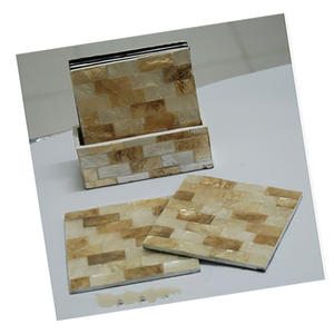 Sous-verre décoratif en forme de coquille Capis, verrerie et dessous-de-plat, motif mosaïque multicolore, taille 100mmx100mm - Product Image 2