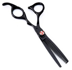 Juego de tijeras de corte de pelo de peluquero negro profesional de 6 pulgadas de 2 piezas con tornillo ajustable y logotipo personalizado - Product Image 4