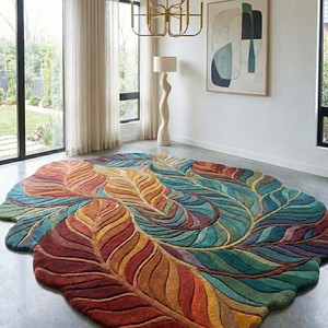 Alfombra de Lujo con Diseño de Hojas Coloridas, Alfombra Artística Abstracta, Alfombra Suave de Diseño, Hecha a Mano, Forma Personalizada para Sala de Estar, Dormitorio, Decoración del Hogar - Product Image 6