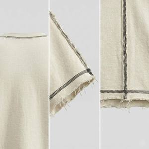 Camiseta Oversize Personalizada para Hombre, Algodón Pesado, Costuras Expuestas, Bajo Deshilachado, Estilo Urbano, Camisetas Lisas - Product Image 3