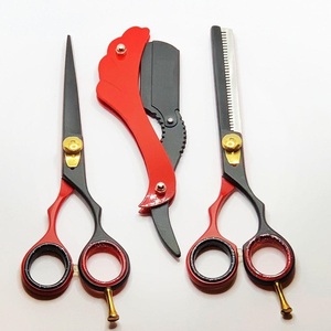 Ensemble de ciseaux de barbier 7,5 pouces finition sablée avec rasoir de barbier, kit de ciseaux professionnels en acier inoxydable allemand - Product Image 5