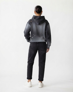 Women's Oversized Hoodie Distressed Acid Wash Pullover <b>Drop</b> Shoulder Sweatshirt with <b>Sun</b> faded Effect - Product Image 6