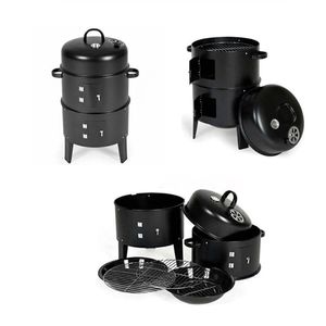 Griglia a Carbone per Esterni a Doppio Strato, Resistente, con Funzione di Brasatura e Affumicatura, Altezza Regolabile per Giardini - Product Image 4