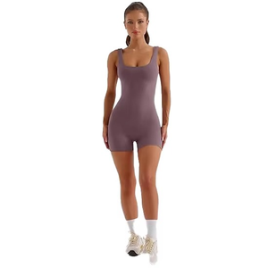 Mono de mujer morado liso con tirantes finos, cintura alta y control de abdomen, ideal para primavera y verano. - Product Image 3