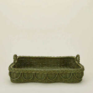 Bandeja de Servir Rectangular de Ratán Verde de Lujo, Cesta de Almacenamiento con Asas para Cocina, Mesa de Comedor, Mesa de Centro, Decoración - Product Image 2