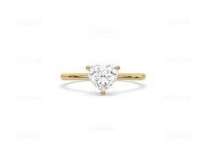 Anillo Solitario Romántico de Diamante Corte Corazón de 1.00CT en Oro Amarillo de 10K con Diamante Cultivado en Laboratorio Certificado por IGI, Regalo de Compromiso para Enamorados - Product Image 2