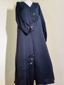 Black <b>Long</b> Sleeve Abaya Beaded Embroidery Floor Length Modest <b>Dress</b> <b>for</b> Women Prayer Wedding Daily Wear - Product Image 1