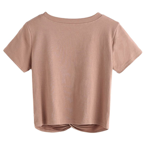 เสื้อยืดครอปท็อปคอกลมผ้าถักผสมโพลีเอสเตอร์/คอตตอนสำหรับผู้หญิง ป้องกันการหดตัว น้ำหนัก 240 กรัม ดีไซน์คุณภาพสูง ผลิตโดย HS 2026 - Product Image 4