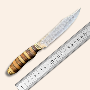 Couteau Bowie droit en acier Damas A&M ENTERPRISES, manche en bois, étui en cuir, couteau de survie professionnel pour la chasse - Product Image 6