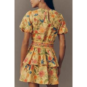 Robe mini à volants ceinturée en coton 100% Anthropologie, très demandée, idéale pour les tenues décontractées, quotidiennes, de soirée et d'été. - Product Image 2