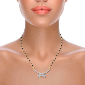 Élégant collier mangalsutra pour femme GLEAMORA ENTERPRISE plaqué or rose 18 carats or jaune, avec perles noires, certifié IGI, serti de pierres de laboratoire - Product Image 4