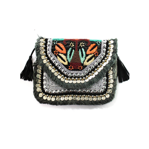 Top Quality Handmade Mirrorwork Embroidery Jute <b>Coin</b> Clutch <b>Bag</b> with Beading Decoration - Product Image 2