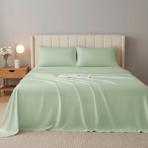 Drap de lit en bambou 300TC, uni, doux et agréable pour la peau, idéal pour les chambres d'hôtel, les chambres parentales, les chambres d'enfants et l'usage domestique - Product Image 3