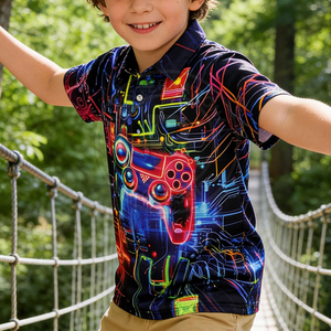 Polo de Golf Juvenil Moderno, Transpirable, de Secado Rápido, Manga Corta, Ropa Deportiva de Alto Rendimiento para Niños - Product Image 5