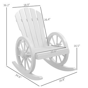 Classica Sedia a Dondolo da Veranda in Legno Bianco Oversize con Schienale a Doghe per Relax all'Aperto - Product Image 3