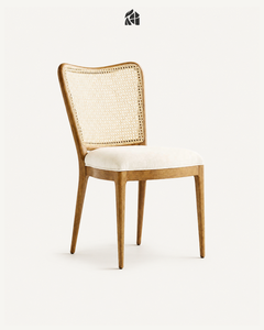 Chaise de salle à manger Averzelle en teck massif, siège rembourré artisanal de qualité supérieure, microfibre, style mid-century moderne, mobilier de salle à manger - Product Image 4