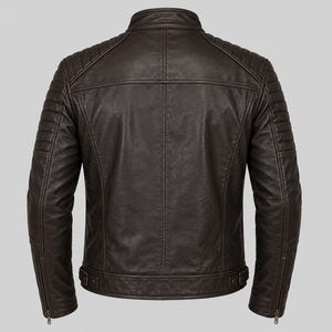 Veste de motard en cuir véritable de qualité supérieure, marron vintage 2025, 100% cuir de vache, coupe slim, pour homme, taille XL, légère, pour l'hiver - Product Image 4