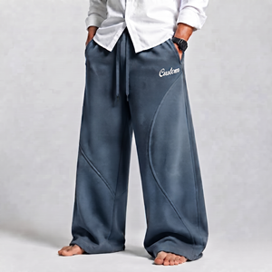 Pantalon de survêtement en molleton de coton surdimensionné pour homme, joggers en coton épais, logo de marque personnalisé, streetwear, vente en gros, fabricant - Product Image 3