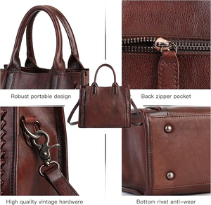 OEM Customized Elegant Cowhide Leather Ladies Tote Bag Stylish Women's Genuine Handbag Shoulder Strap Wholesale Availability - Product Image 5