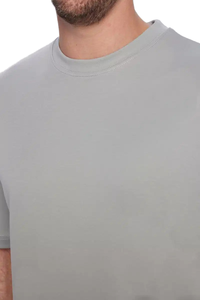 Camiseta de Punto Informal para Hombre, Cuello Redondo, Manga Corta, Color Gris Claro, Corte Regular, 100% Algodón Jersey - Product Image 3