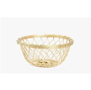 Panier de rangement rond en fil de fer doré au design classique avec poignée, pour la maison, la cuisine, les fruits, les légumes, bac de rangement en métal - Product Image 6