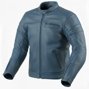 Nouvelles vestes en cuir décontractées pour hommes, style motard, avec empiècements colorés, en polaire et similicuir - Product Image 3