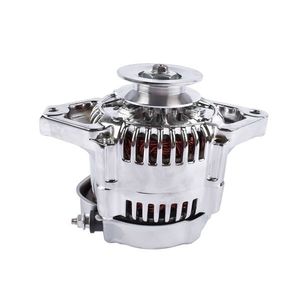 Chrome Mini Alternator for GM Denso 12 Volt V Belt 1 Wire Street Race Car Model - Product Image 2