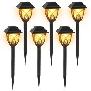 Lot de 6 lampes solaires à piquet étanches IP45 à allumage automatique pour l'aménagement paysager extérieur, idéales pour les allées de jardin - Product Image 1