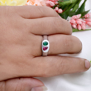 925 Sterling <b>Silver</b> Natural Ruby Emerald <b>Ring</b> for Men & Women Handmade Dual Gemstone <b>Statement</b> Jewelry Wholesale - Product Image 6