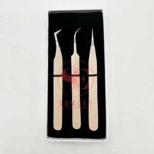 Pinzas de pestañas de volumen de acero inoxidable de alta calidad Herramienta de aislamiento de injerto para extensión de pestañas - Product Image 1