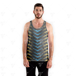 Débardeur côtelé homme en polyester/coton, imprimé individuel, respirant, écologique, séchage rapide, 220g, pour gym, entraînement, fitness, streetwear - Product Image 3
