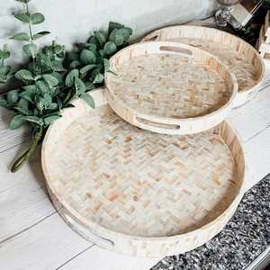 High Selling Mother of Pearl Inlay Round Serving Storage Natural Finished Tray For Tea Coffee Home Decor Tray For Tabletop Decor - Product Image 5