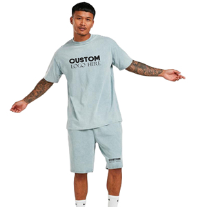 Men's Solid Color Summer Casual Shorts Sets Plus Size Short Sleeve Turn Down <b>Collar</b> <b>T</b>-<b>shirt</b> and Shorts Sets - Product Image 5