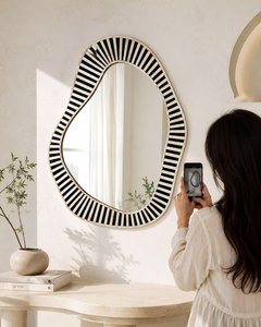 Espejo de Pared con Incrustaciones de Hueso Hecho a Mano, Diseño Moderno y Ecológico, Alta Calidad para Decoración del Hogar - Product Image 6