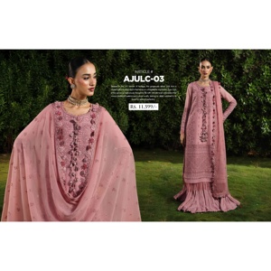 Costumes de luxe brodés pour femmes Asim Jofa, collection festive Ssumaira, 3 pièces sur mesure, tissu Chickenkari brodé - Product Image 3