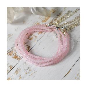 Tobillera de cristal de cuarzo rosa de la India, con diseño llamativo de alta calidad, facetada, elástica, elegante y a la moda. - Product Image 1