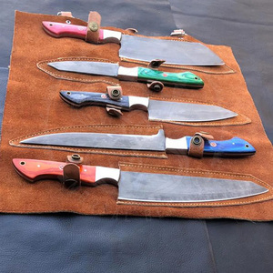 Vente en gros d'usine, ensemble de couteaux de chef professionnels japonais en acier inoxydable 5 pièces, manche en bois, couteaux de cuisine écologiques - Product Image 1
