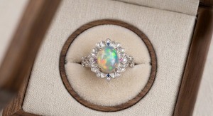Natural Welo Fire <b>Opal</b> Christian Engagement <b>Ring</b> 925 Sterling Silver Pave Flower Leaf Design October Birthstone Jewelry Gift - Product Image 4