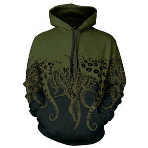 Sweat à capuche pour homme de qualité supérieure, personnalisé, vert foncé et noir, imprimé en 3D, respirant, écologique, uni, pour l'hiver, coupe décontractée classique - Product Image 1