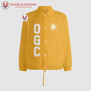Chaqueta Universitaria para Mujer con Estampado de Círculo Dorado |   Chaqueta Deportiva Personalizada OGC Masonic con Exterior de Algodón y Tejido de Punto para Invierno - Product Image 4