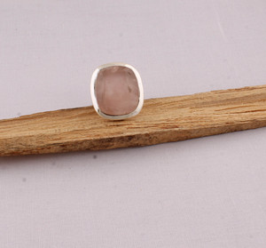 Natural Rose Quartz Cushion <b>Ring</b> 925 Sterling Silver Jewelry Square Pink Gemstone <b>Ring</b> Vintage Style <b>Statement</b> <b>Ring</b> for Women - Product Image 4