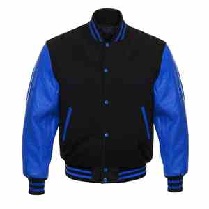 Blouson universitaire personnalisé pour homme, chaud, en laine, avec manches en cuir, col à capuche, broderie décorative, taille XL, coupe longue - Product Image 4