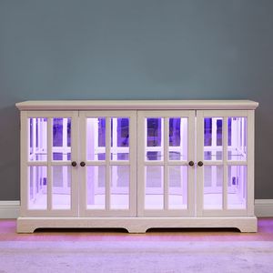 Vetrina Antica a Quattro Ante con LED e Ripiani in Vetro Regolabili, Design Vintage per Collezioni e Stoccaggio di Porcellana - Product Image 6