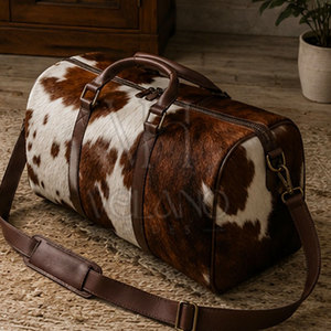 Sac de voyage en cuir de vachette véritable 2026 pour homme, sac de sport en cuir de vachette fait main, sac de voyage grande capacité - Product Image 5