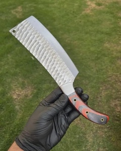 Couteau à découper ambidextre en acier Damas fait main, manche en Micarta, étui en cuir, couteau de survie en plein air, couteau à découper la viande, couteau de cuisine - Product Image 4
