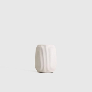 2025 Best Seller Minimalist White <b>Ceramic</b> Vase Matte Ribbed Design 4-8 Inches Tabletop Decor Handmade - Product Image 4