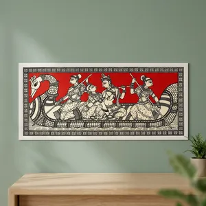 Una obra de arte tradicional Pattachitra de Odisha, India, que representa la escena divina de Radha Krishna Naukavihar. - Product Image 4
