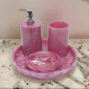 Premium Four-Piece White Polyresin <b>Bathroom</b> <b>Accessory</b> <b>Set</b> Easy-to-Clean for Hotel and Home Use - Product Image 5