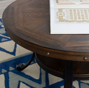 Table basse ronde Offre Spéciale noir blanc Simple plateau en bois durable longue durée avec des meubles de Base en fer métallique pour une utilisation décorative - Product Image 3